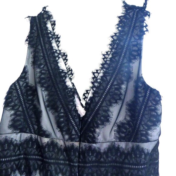 JS Collections Empire Waist V-Neckline Lace Black & Cream Long Dress Size 12. - Picture 7 of 12